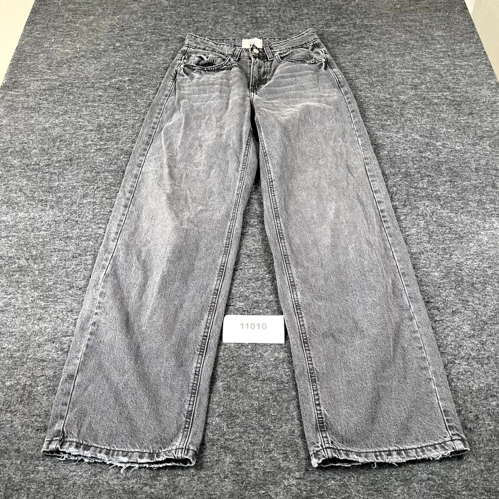 BDG Baggy Jeans Women's 25 Gray Denim Double Stitch Whiskered Tapered Leg Preppy
